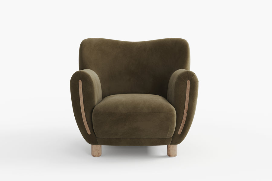 Valencia Emerald Velvet Accent Chair, Olive Green