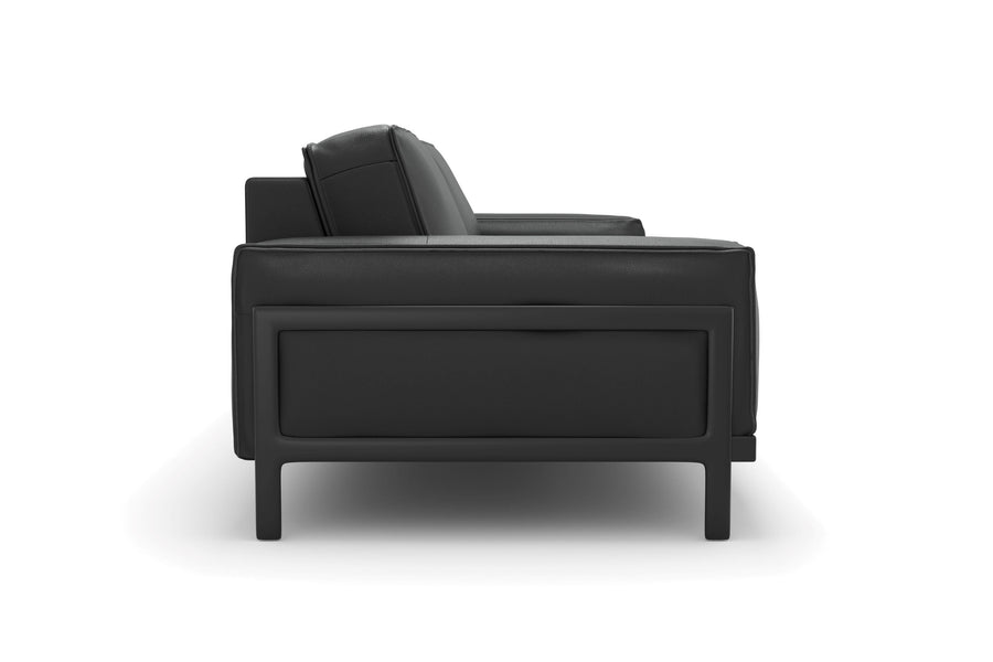 Valencia Chiara Leather Sofa with Steel Frame, Black Color