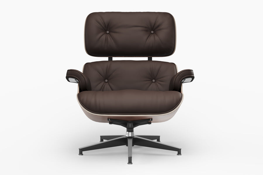 Valencia Armoni Eames Replica Top Grain Leather Lounge Chair & Ottoman, Dark Chocolate