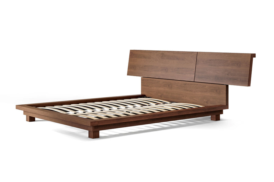 Valencia Faith Wide Headboard Wooden Queen Bed Frame, Walnut Color