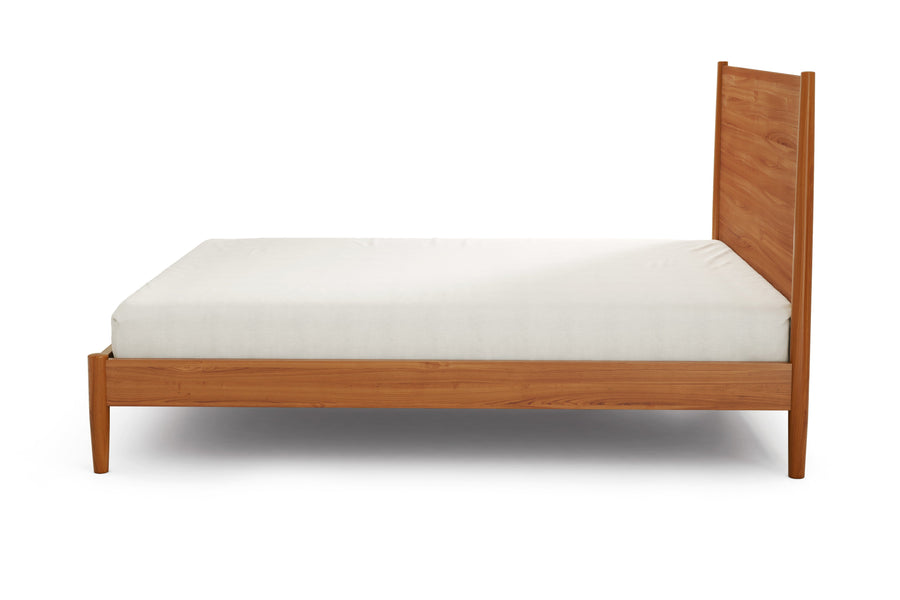Valencia Tatum Queen Size Wood Mid-Century Bed, Acorn Color