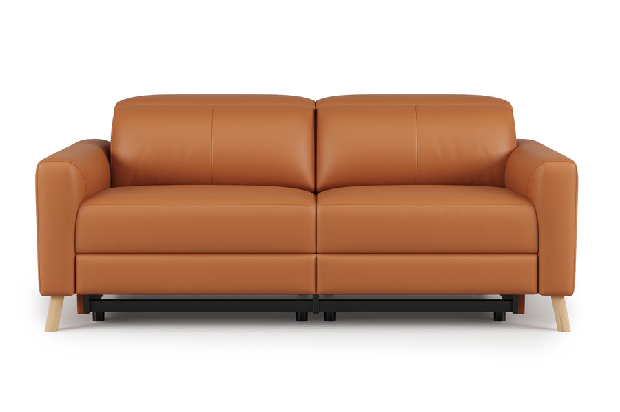 Valencia Elodie Top Grain Leather Loveseat Dual Recliners, Cognac