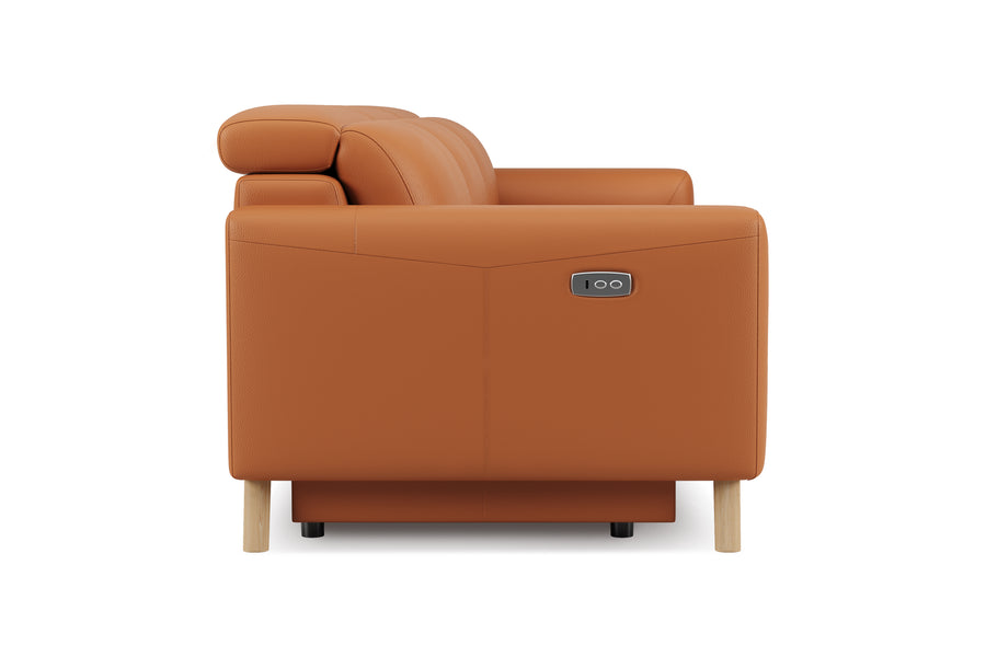 Valencia Elodie Top Grain Leather Loveseat with Console Lounge, Cognac