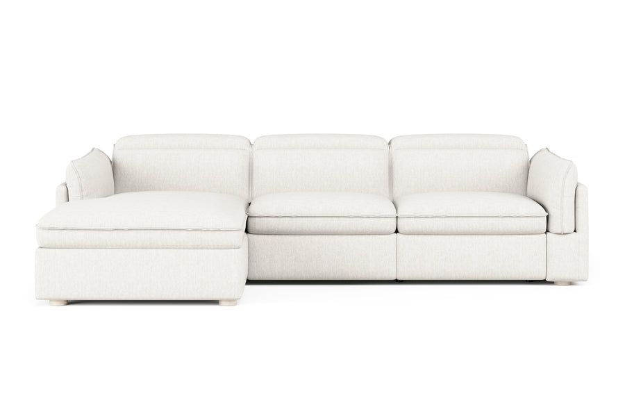 Valencia Fernanda Fabric Modular Sectional Lounge, Three Seats with Left Chaise, White