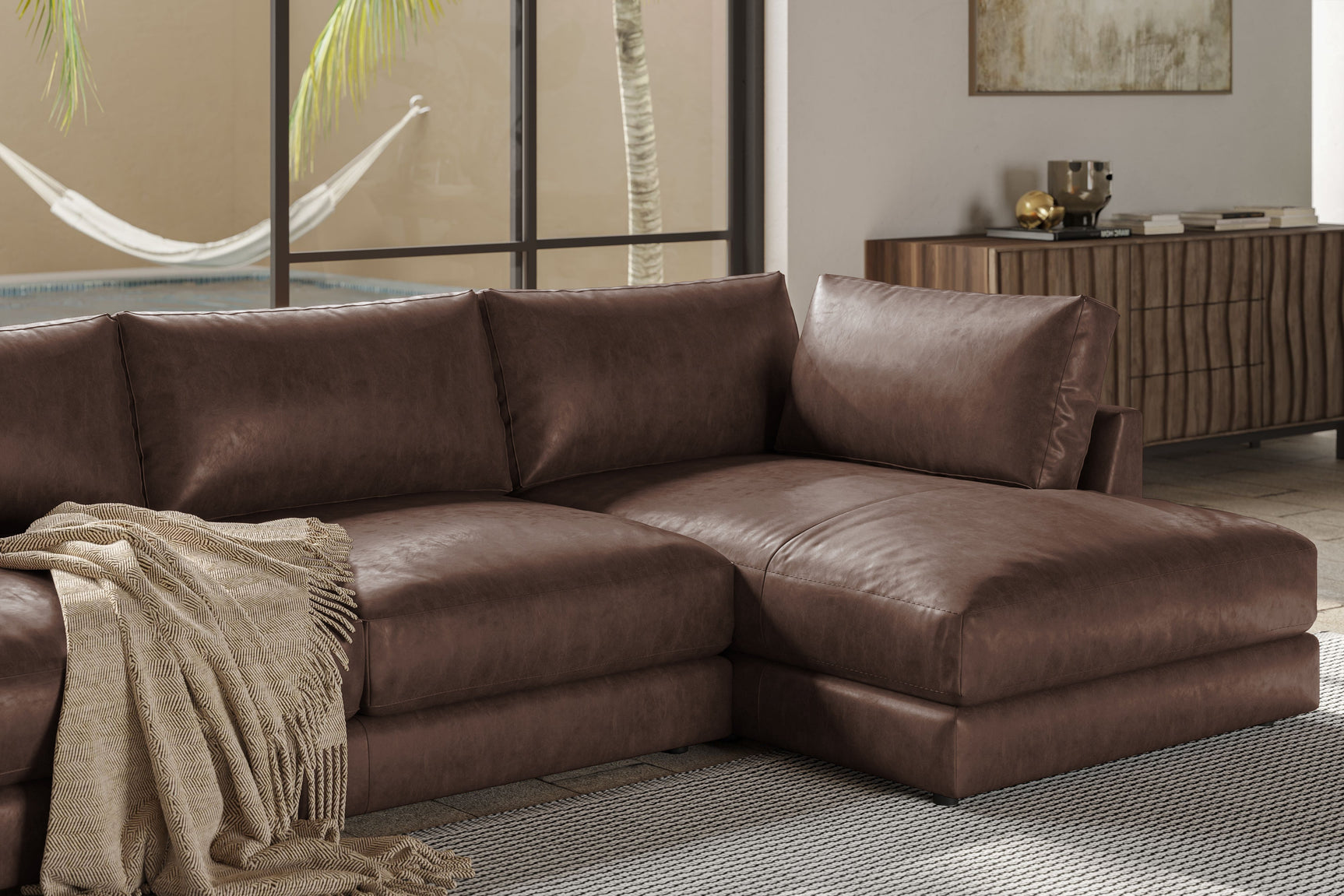 Serena Leather Sectional Lounge