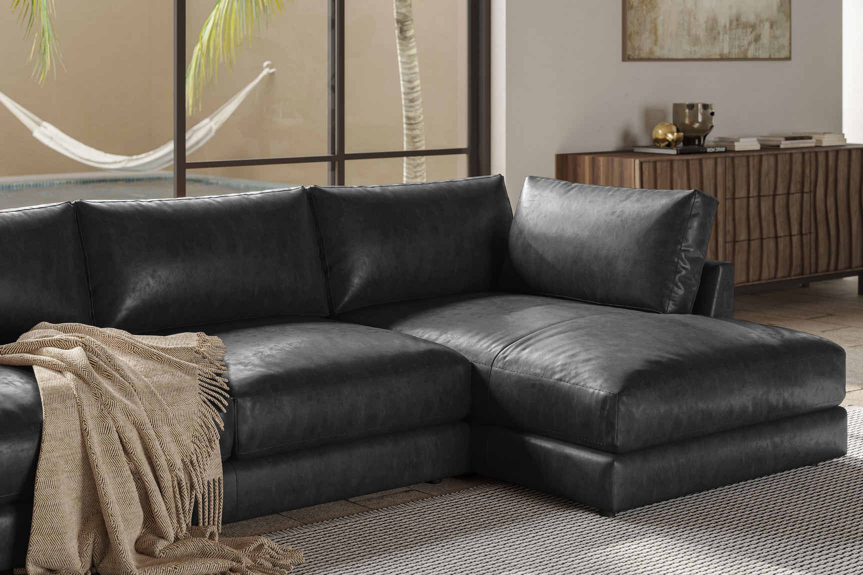 Serena Leather Sectional Lounge