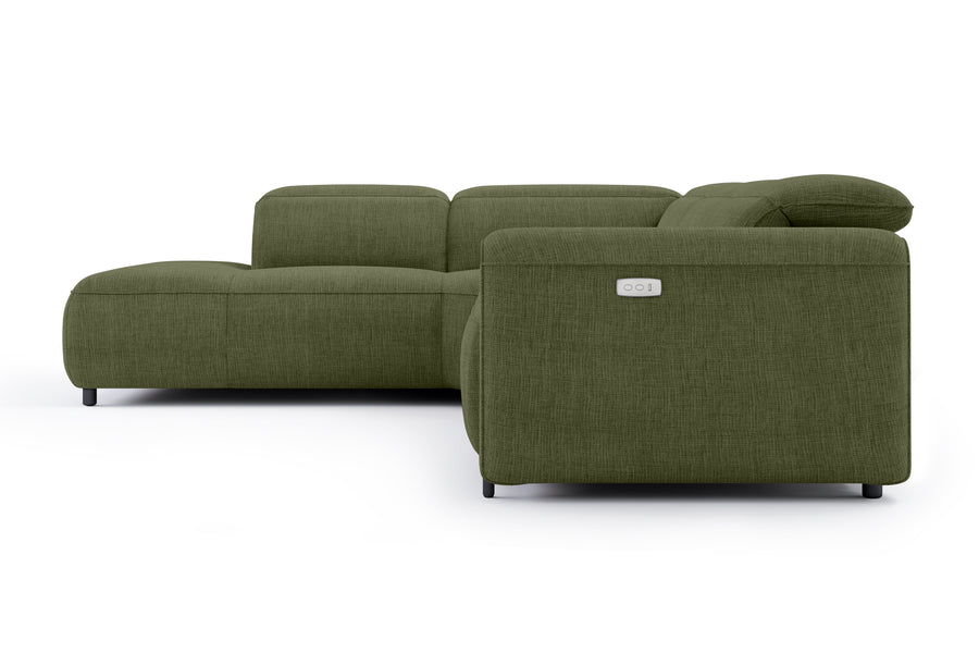 Valencia Octavia Fabric Reclining Sectional Cloud Lounge, L-Shape with Left Chaise, Olive Green