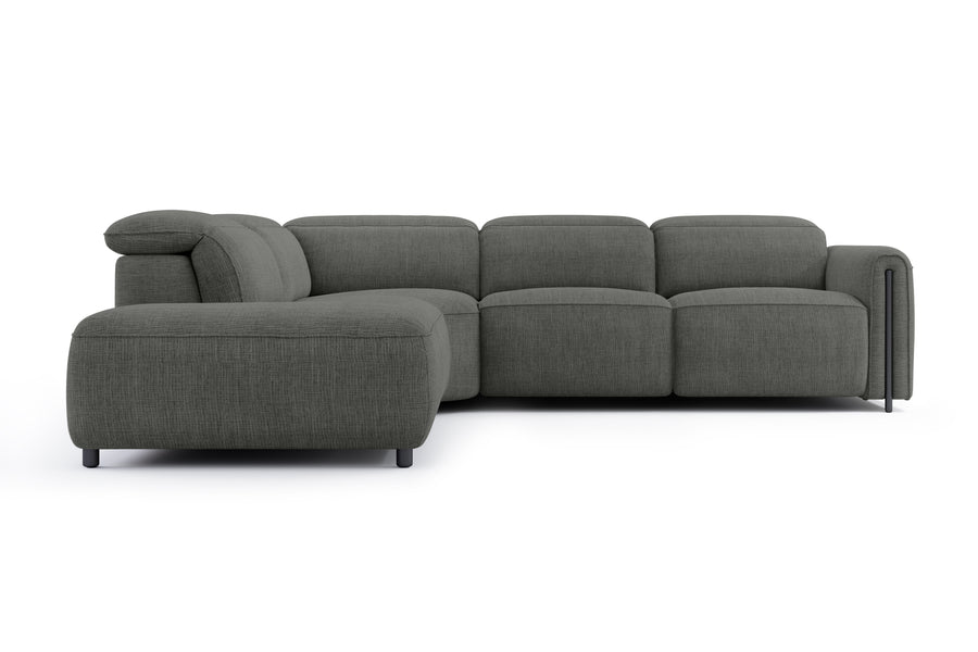 Valencia Octavia Fabric Reclining Sectional Cloud Lounge, L-Shape with Left Chaise, Dark Grey