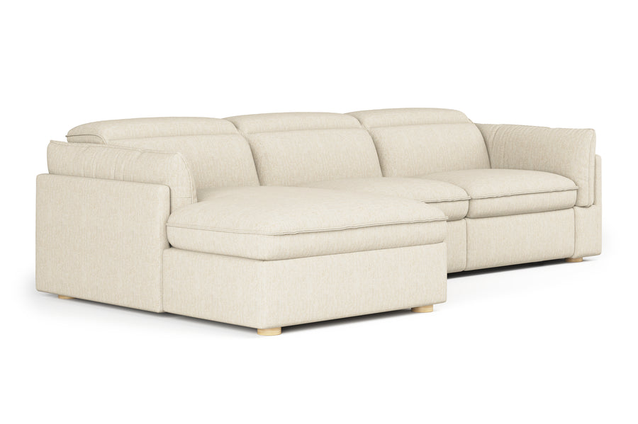 Valencia Fernanda Fabric Modular Sectional Lounge, Three Seats with Left Chaise, Beige