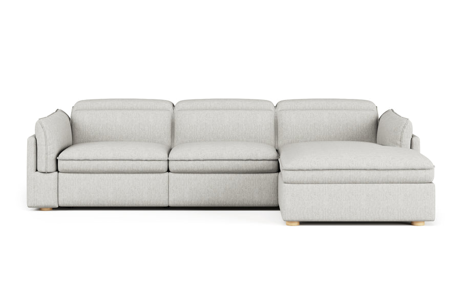 Valencia Fernanda Fabric Modular Sectional Sofa, Three Seats with Right Chaise, Light Grey