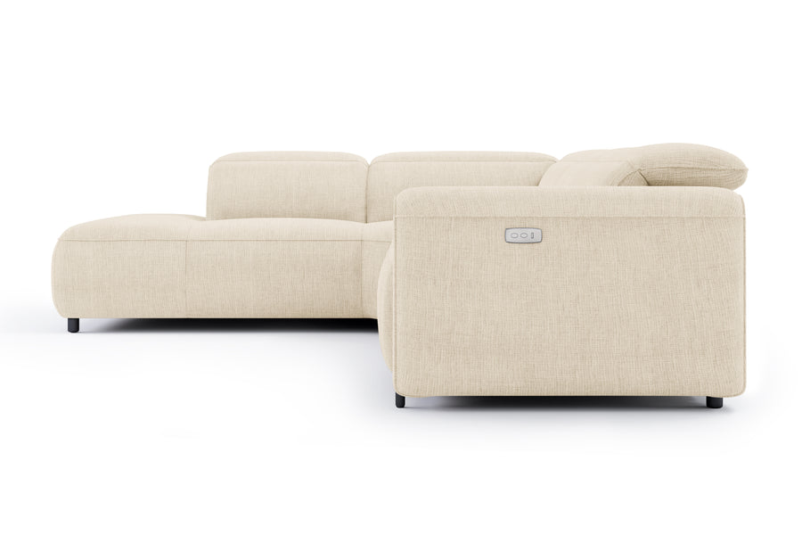 Valencia Octavia Fabric Reclining Sectional Cloud Lounge, L-Shape with Left Chaise, Beige