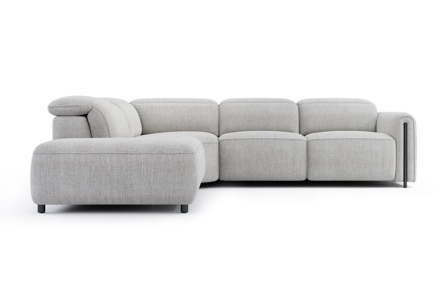 Valencia Octavia Fabric Reclining Sectional Cloud Lounge, L-Shape with Left Chaise, Light Grey