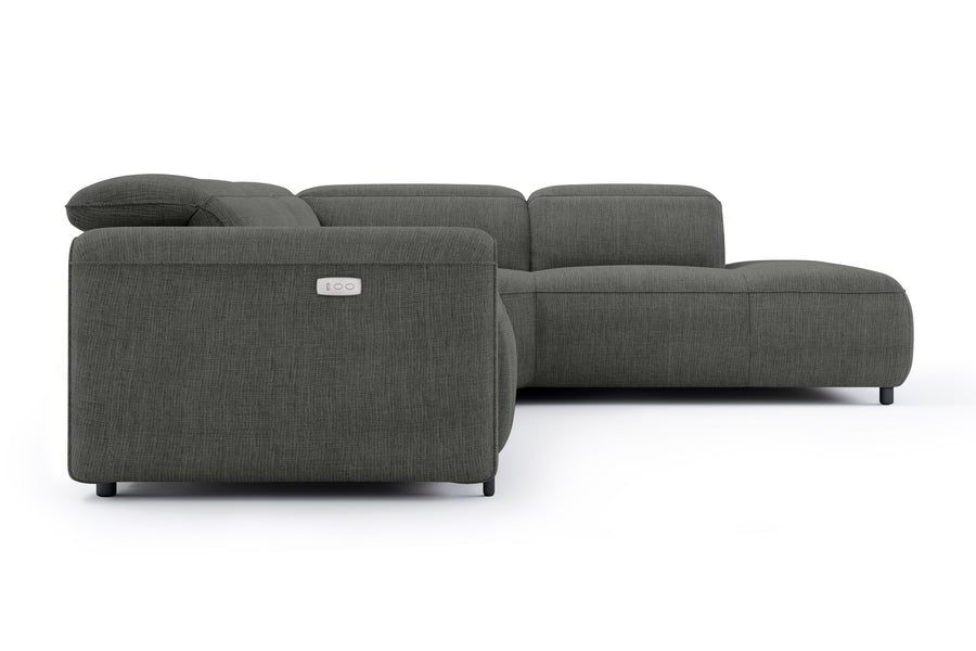 Valencia Octavia Fabric Reclining Sectional Cloud Lounge, L-Shape with Right Chaise, Dark Grey