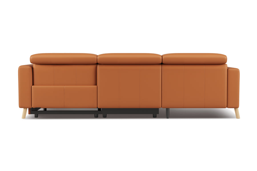 Valencia Elodie Top Grain Leather Sectional Sofa, Three Seats with Left Chaise, Cognac