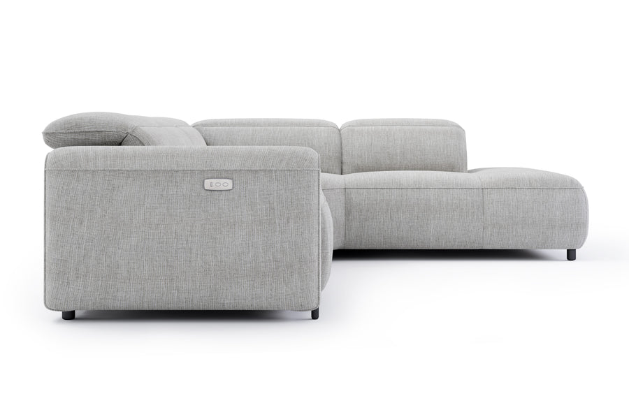 Valencia Octavia Fabric Reclining Sectional Cloud Lounge, L-Shape with Right Chaise, Light Grey