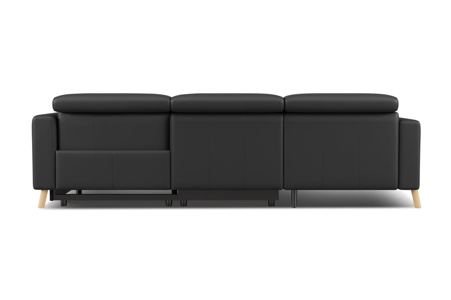 Valencia Elodie Top Grain Leather Sectional Lounge, Three Seats with Right Chaise, Black