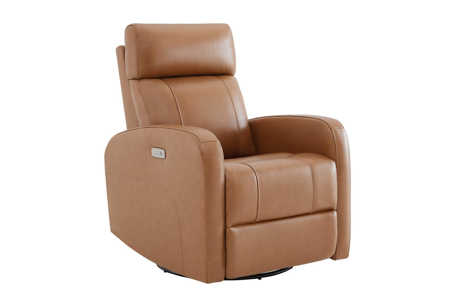 Valencia Dayna Top Grain Leather Power Swivel Glider Recline Chair, Brown