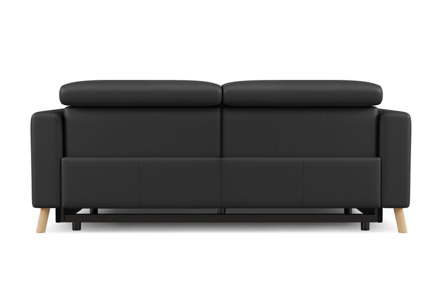 Valencia Elodie Top Grain Leather Loveseat Dual Recliners, Black