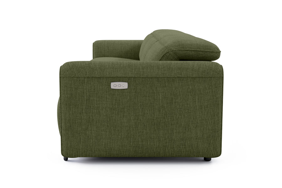 Valencia Octavia Fabric Dual Reclining Cloud Three Seats Lounge, Olive Green