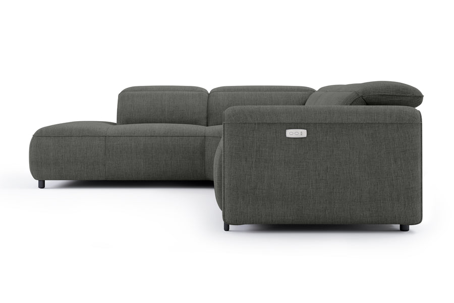 Valencia Octavia Fabric Reclining Sectional Cloud Lounge, L-Shape with Left Chaise, Dark Grey