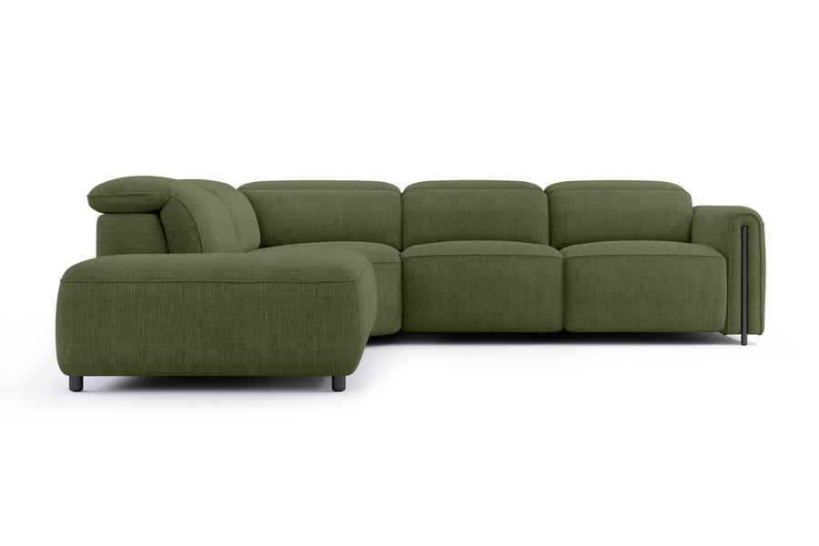 Valencia Octavia Fabric Reclining Sectional Cloud Lounge, L-Shape with Left Chaise, Olive Green