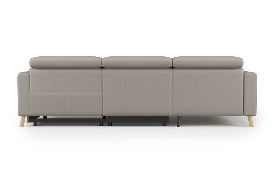 Valencia Elodie Top Grain Leather Sectional Lounge, Three Seats with Left Chaise, Light Grey