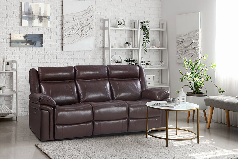 Three seater discount leather recliner sofa