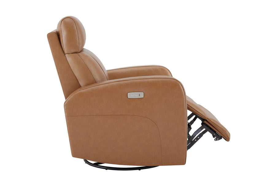 Valencia Dayna Top Grain Leather Power Swivel Glider Recline Chair, Brown