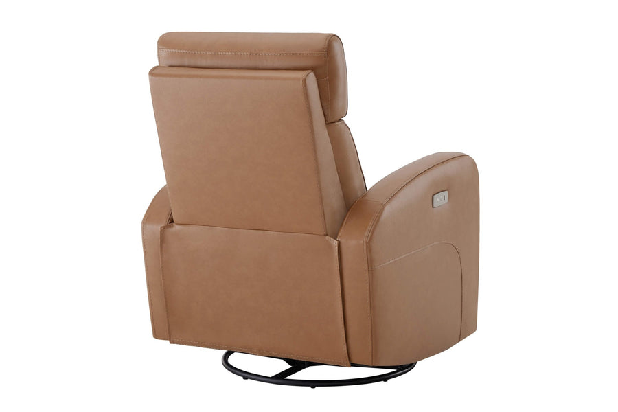 Valencia Dayna Top Grain Leather Power Swivel Glider Recline Chair, Brown