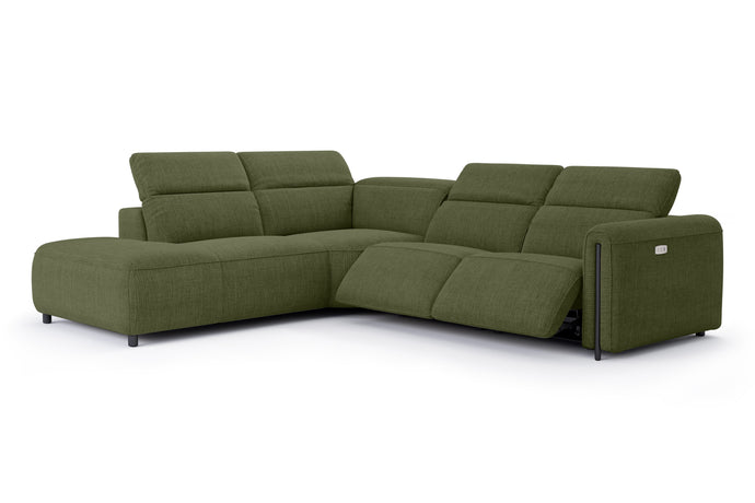 Valencia Octavia Fabric Reclining Sectional Cloud Lounge, L-Shape with Left Chaise, Olive Green