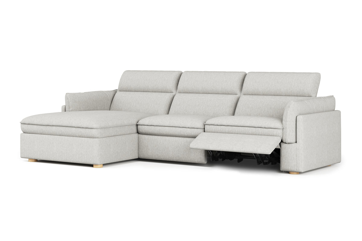 Valencia Fernanda Fabric Modular Sectional Sofa, Three Seats with Left Chaise, Light Grey