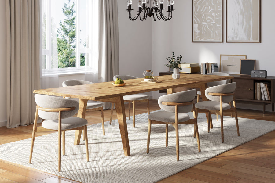 Valencia Hazel Wood Dining Table, Solid Oak Color