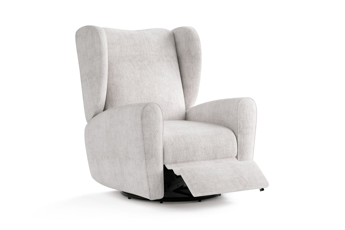 Valencia Liliana Performance Fabric Swivels Recliner Chair, Light Grey