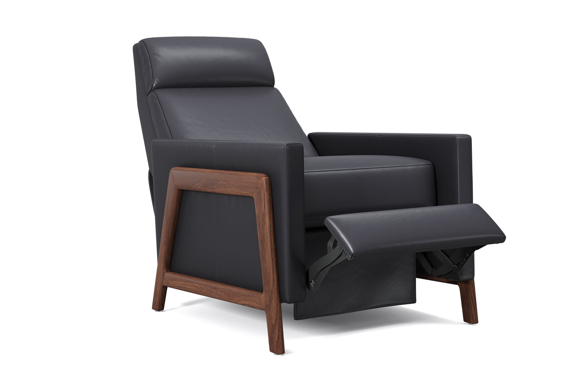 Valencia Yessenia Wood-Framed Leather Recliner Chair, Black