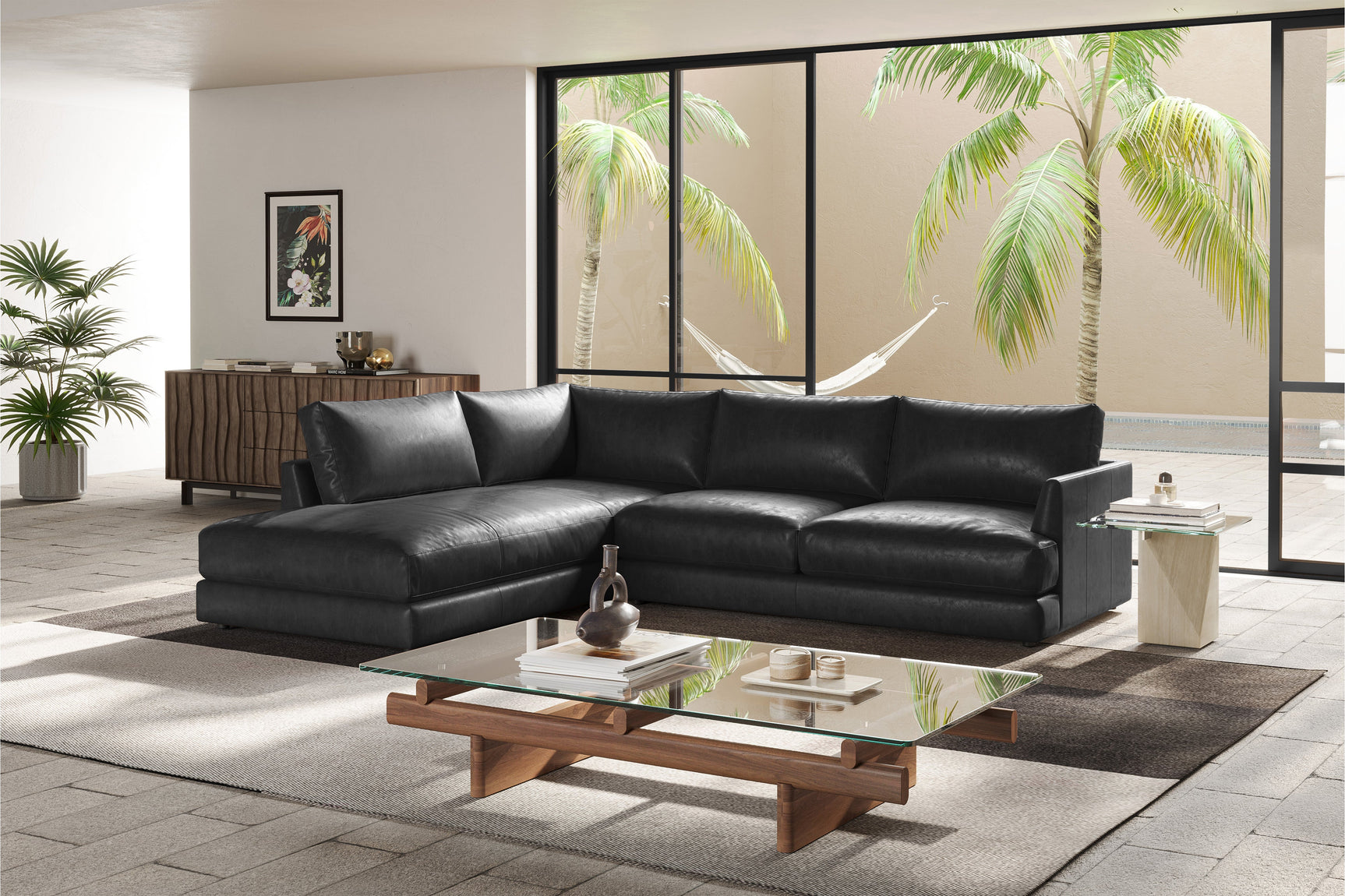 Serena Leather Sectional Lounge