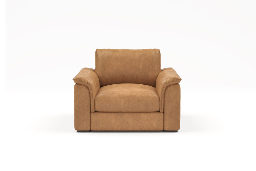 Valencia Zaira Leather Accent Chair, Camel Brown