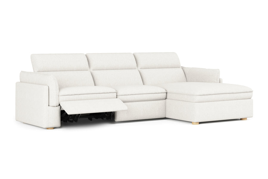 Valencia Fernanda Fabric Modular Sectional Sofa, Three Seats with Right Chaise, White