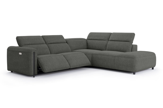 Valencia Octavia Fabric Reclining Sectional Cloud Lounge, L-Shape with Right Chaise, Dark Grey