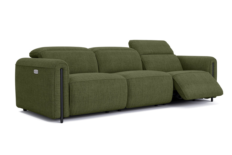 Valencia Octavia Fabric Dual Reclining Cloud Three Seats Lounge, Olive Green