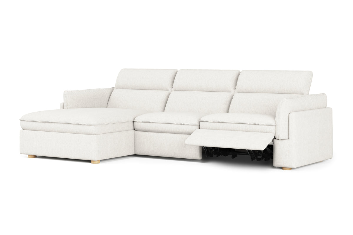 Valencia Fernanda Fabric Modular Sectional Lounge, Three Seats with Left Chaise, White