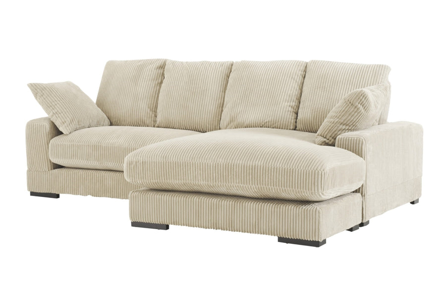 Valencia Simona Fabric Loveseat with Right Chaise Sectional Lounge, Beige