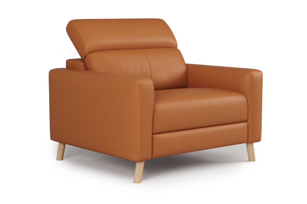 Valencia Elodie Top Grain Leather Accent Chair, Cognac