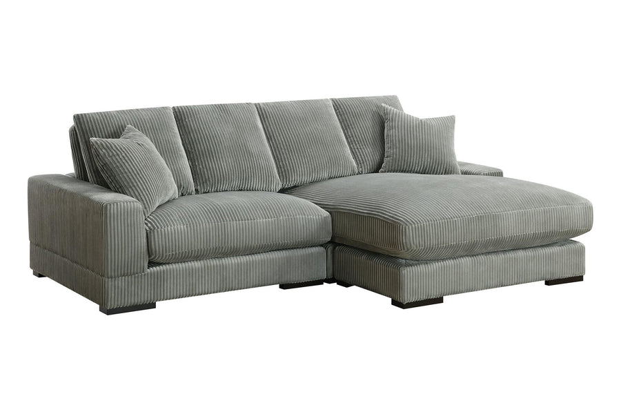 Valencia Simona Fabric Loveseat with Right Chaise Sectional Lounge, Grey