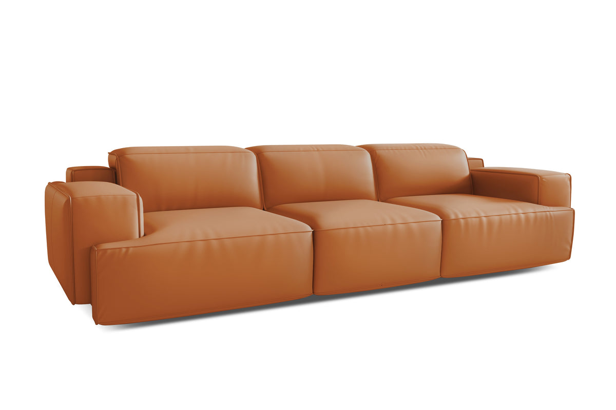 Valencia Valentina Leather Three Seats Recliner Lounge, Cognac