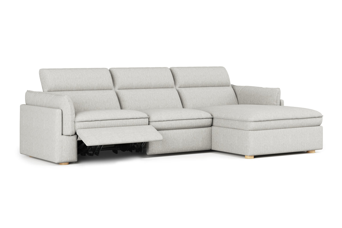 Valencia Fernanda Fabric Modular Sectional Sofa, Three Seats with Right Chaise, Light Grey