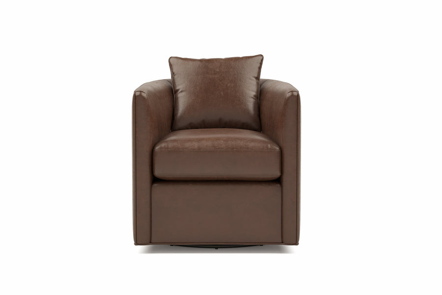 Valencia Riley Leather Swivel Accent Chair, Brown Color