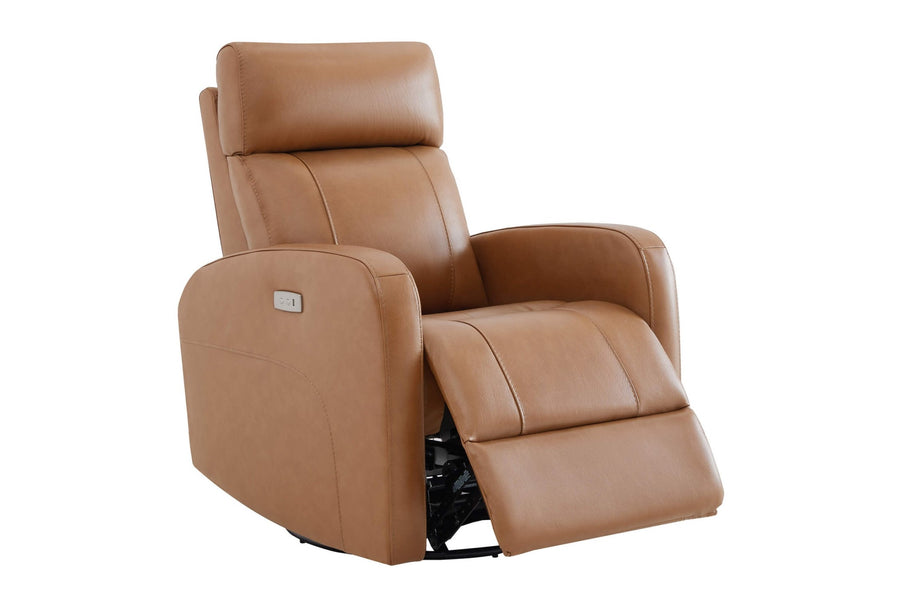 Valencia Dayna Top Grain Leather Power Swivel Glider Recline Chair, Brown