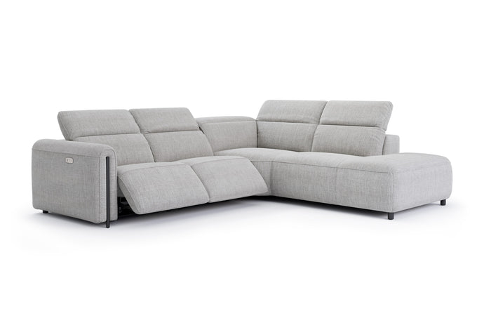 Valencia Octavia Fabric Reclining Sectional Cloud Lounge, L-Shape with Right Chaise, Light Grey