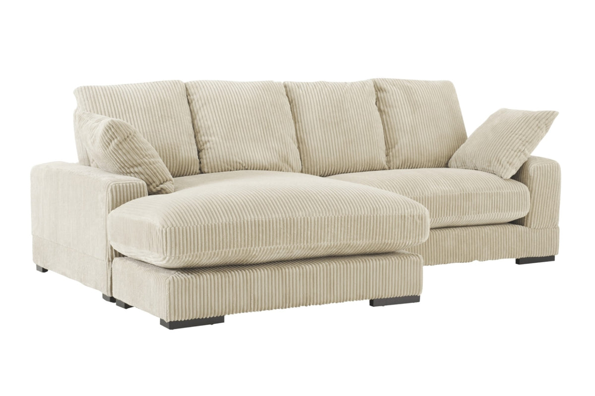 Valencia Simona Fabric Loveseat with Left Chaise Sectional Lounge, Beige