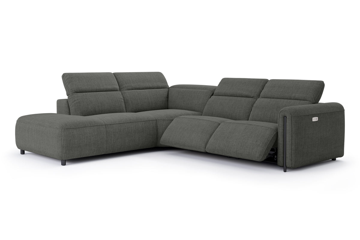 Valencia Octavia Fabric Reclining Sectional Cloud Lounge, L-Shape with Left Chaise, Dark Grey